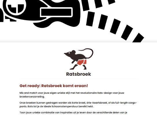 Een screenshot voor de applicatie genaamd'Ratsbroek'